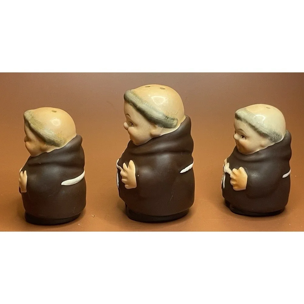 Vintage Goebel West Germany Friar Monk Brown Salt and Pepper Shakers